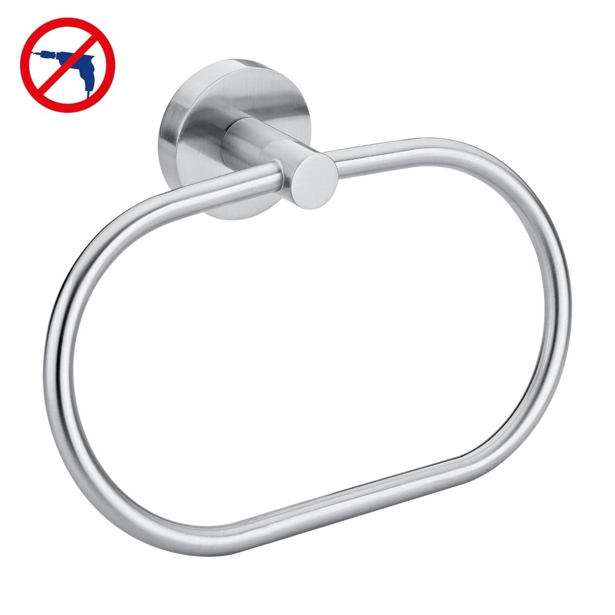 tesa TESA Moon pierścień na ręcznik (do klejenia, roztwór stal nierdzewna o wyglądzie, w zestawie, nierdzewny, obciążenie do 6 kg, 125 MM X 185 MM X 50 MM)