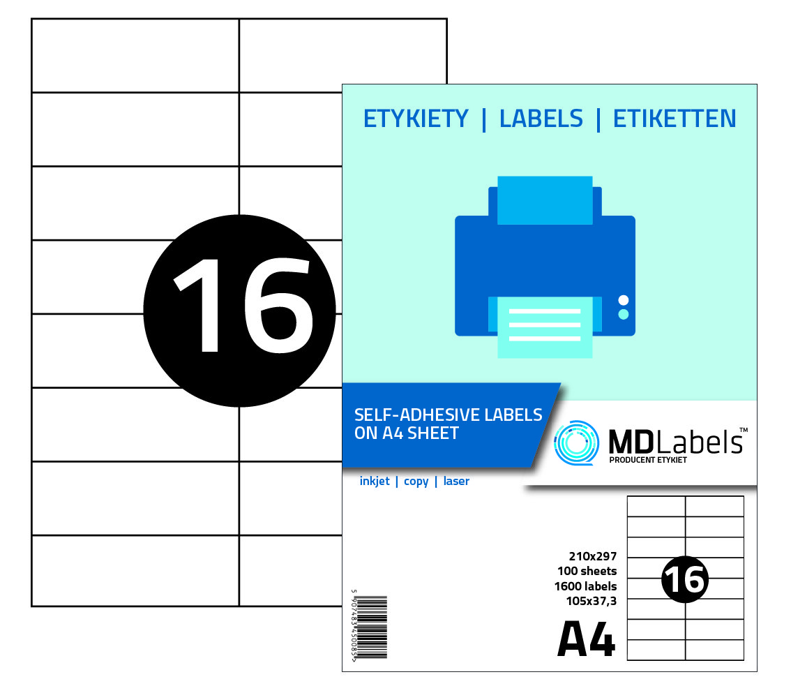 Etykiety naklejki samoprzylepne A4 105x37 100 ark