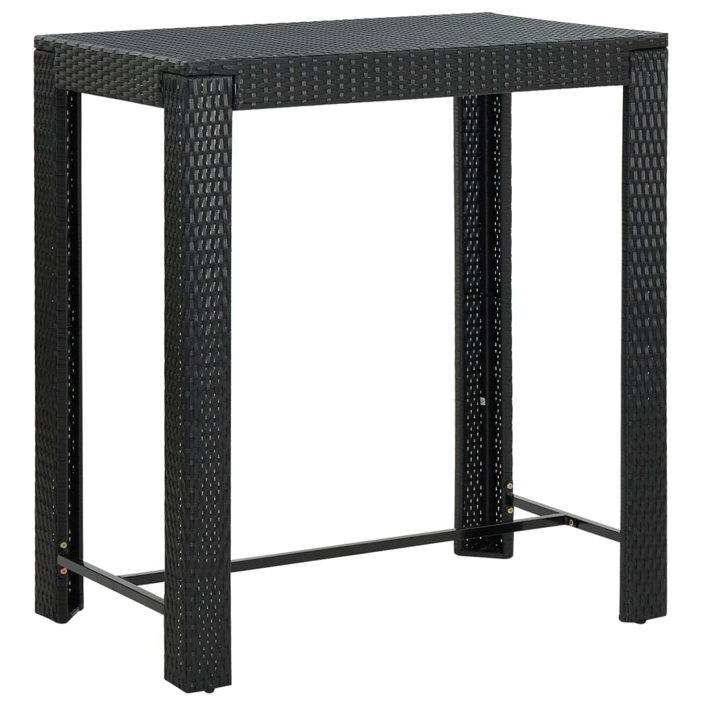 vidaXL Ogrodowy stolik barowy, czarny, 100x60,5x110,5 cm, polirattan