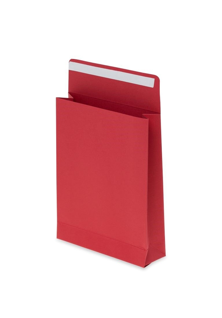 Koperty kartonowe, czerwone, 130x170x40 mm, 10 sztuk