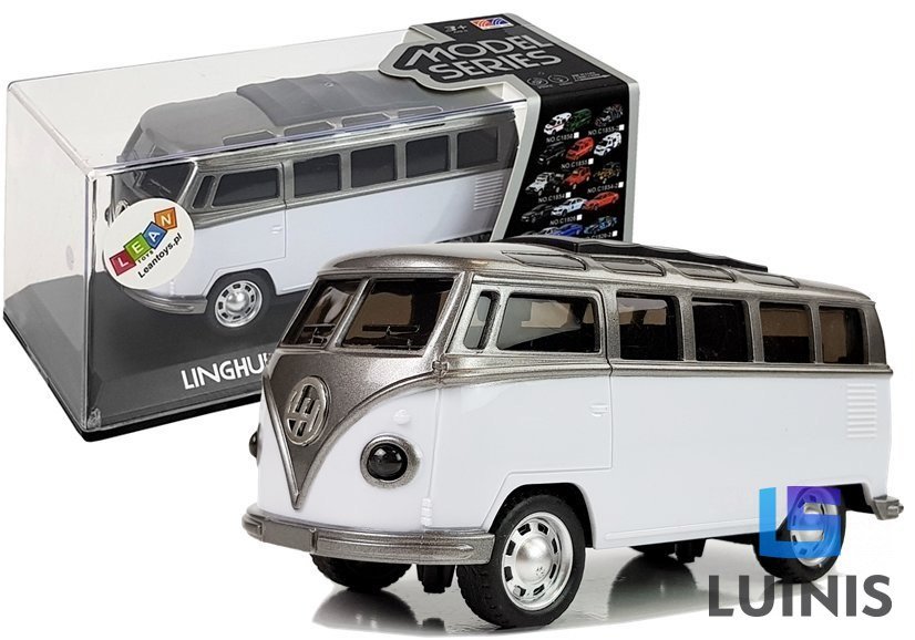 Import LEANToys Autobus Resorak z Naciągiem Biały ze światłami i dźwiękiem