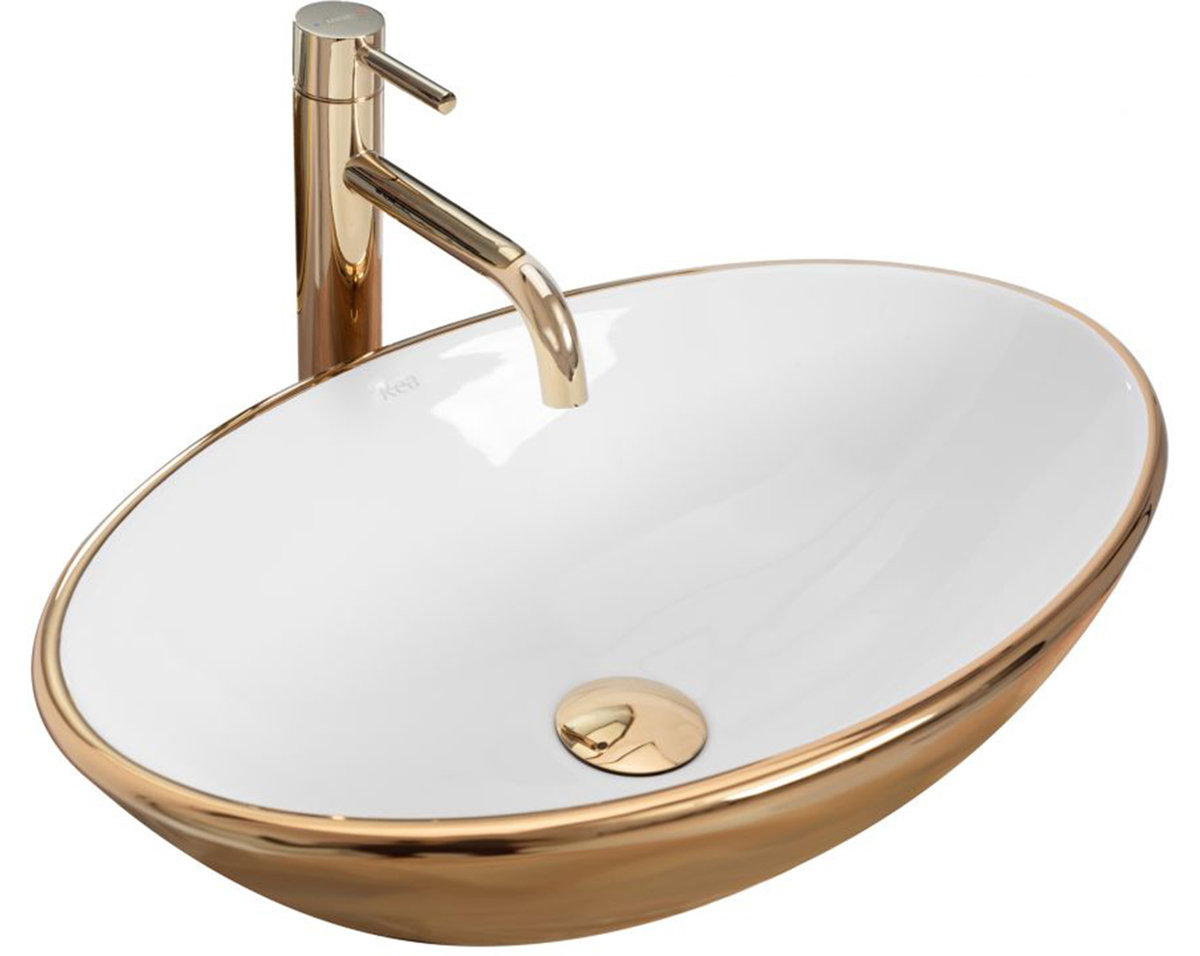 Rea Umywalka Nablatowa Pamela Gold White U6345
