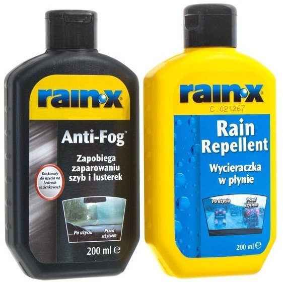 Rain-X Zestaw Rain-X: Niewidzialna wycieraczka + Płyn zapobiegający parowaniu szyb i lusterek, 200/200ml RX80148200 + RX81148200