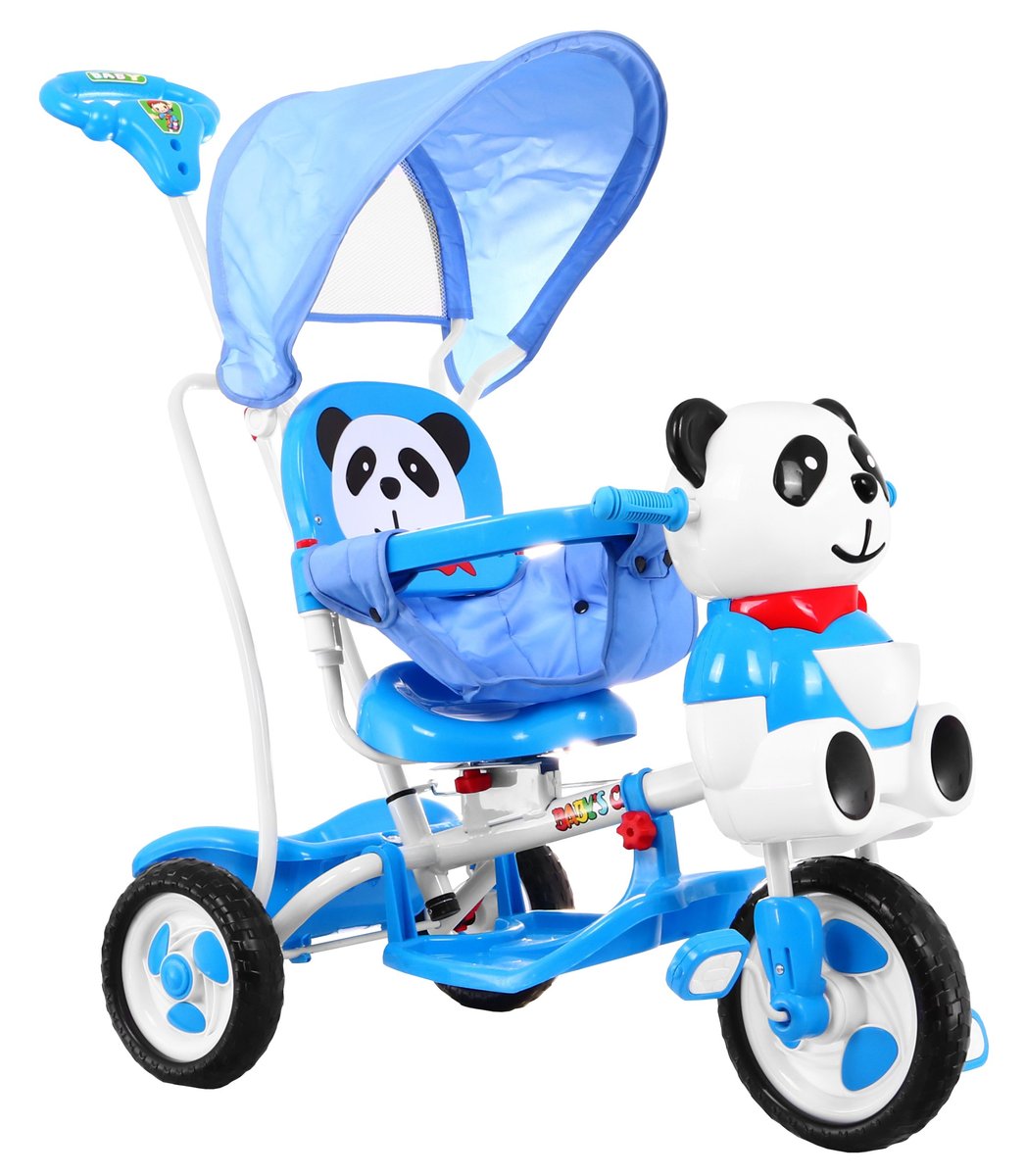 Zdjęcia - Rower dziecięcy SporTrike 3-kołowy Rowerek dla dzieci Panda Niebieski + Dźwięki + Daszek + Barierka 