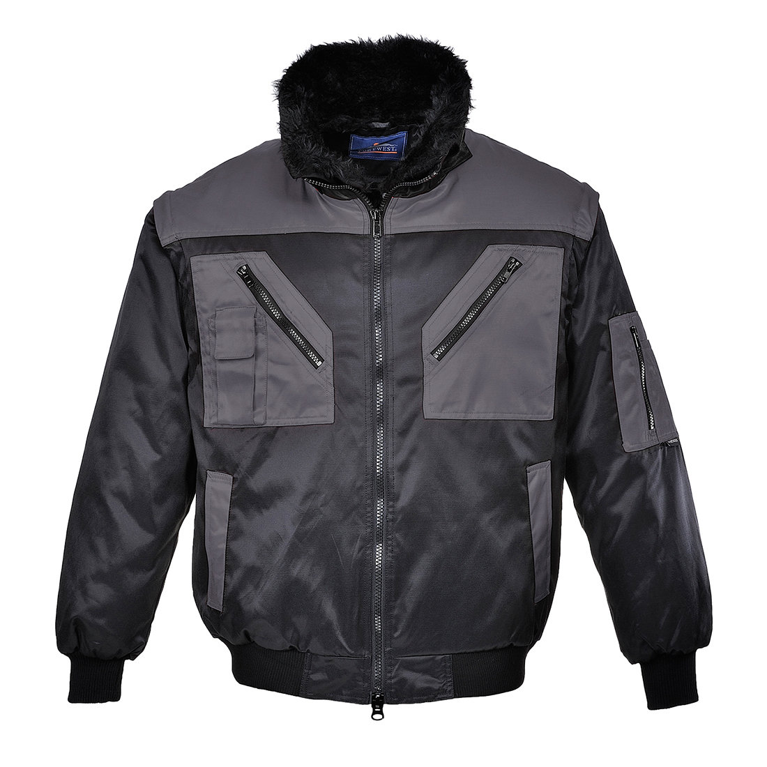 Dwukolorowa kurtka typu Pilot Czarny Szary 4XL