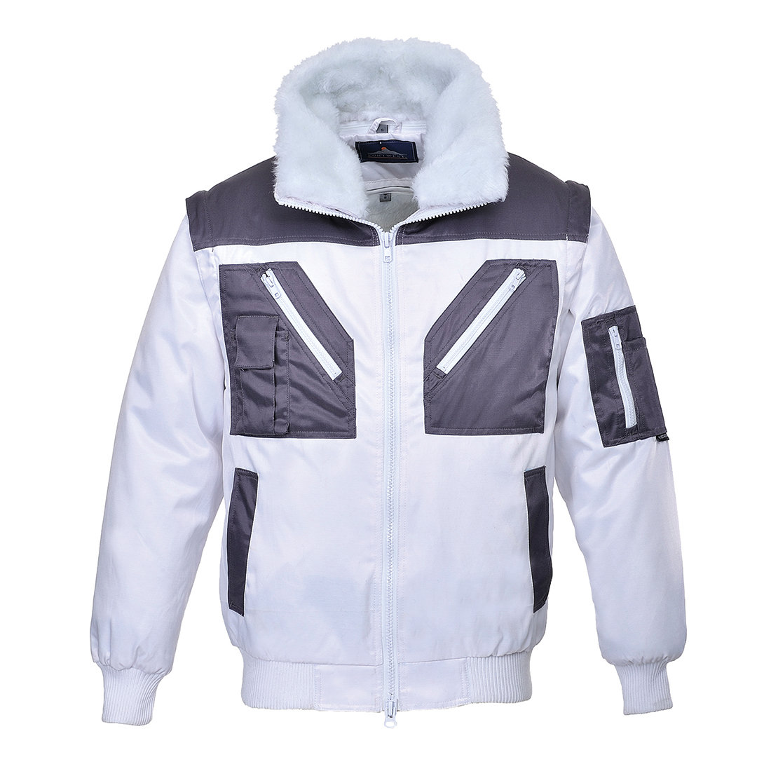 Dwukolorowa kurtka typu Pilot. PORTWEST Biały 5XL