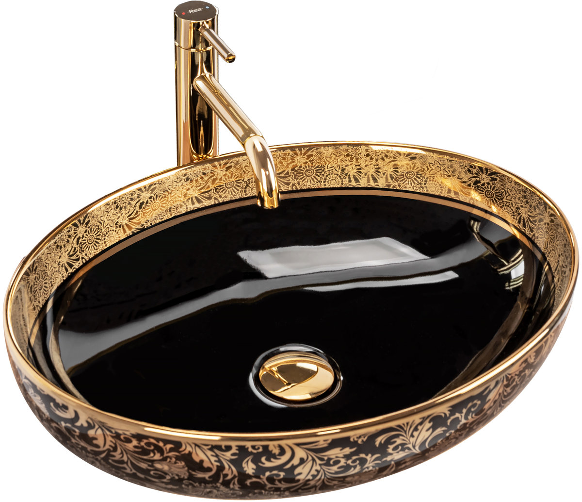 Rea U8978 Margot Black Gold Umywalka nablatowa