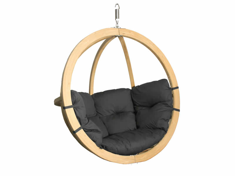 Fotel hamakowy drewniany, grafitowy Swing Chair Single (3)