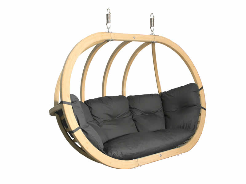 Fotel hamakowy drewniany, grafitowy Swing Chair Double (3)
