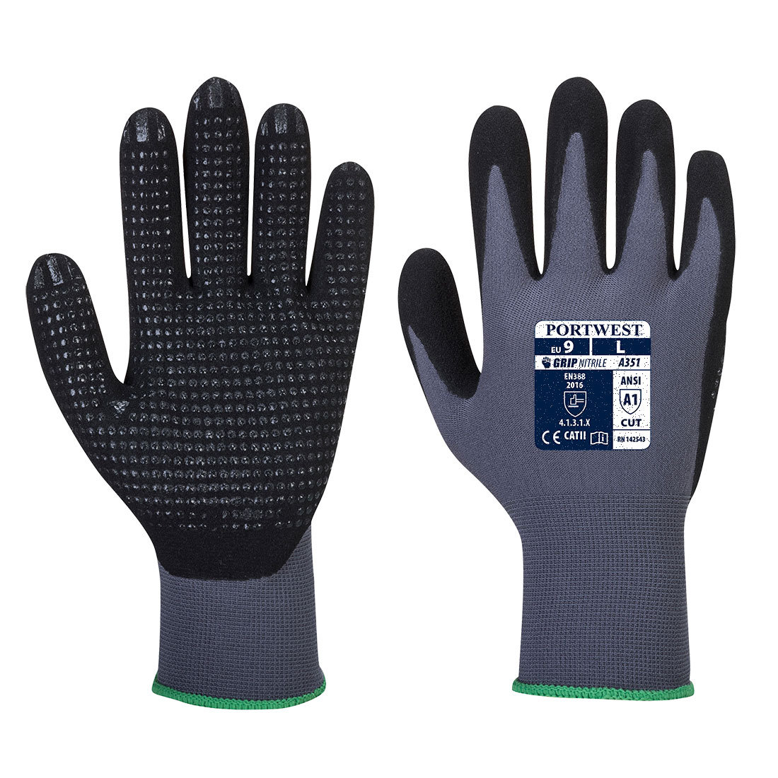PORTWEST A351 RĘKAWICA DERMIFLEX PLUS; SZARY/CZARNY