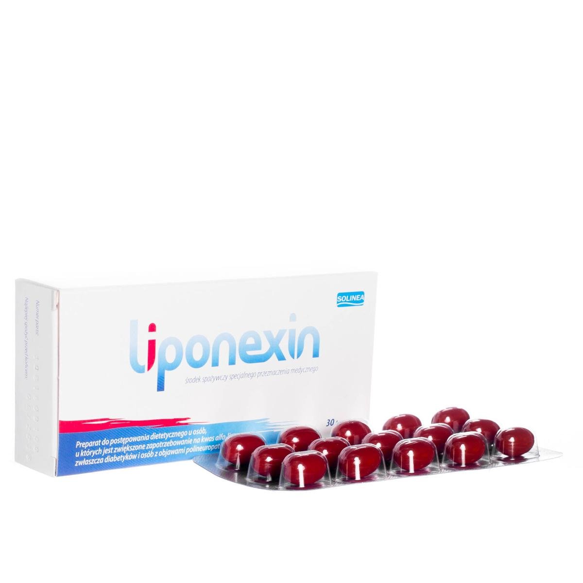 Liponexin - środek spożywczy dla osób z objawami polineuropatii cukrzycowej, 30 kapsułek