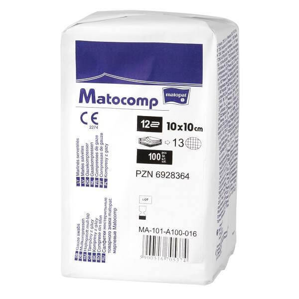 MATOCOMP Kompresy z gazy 13-nit 12-warstw niejałowe 10x10cm-100szt.