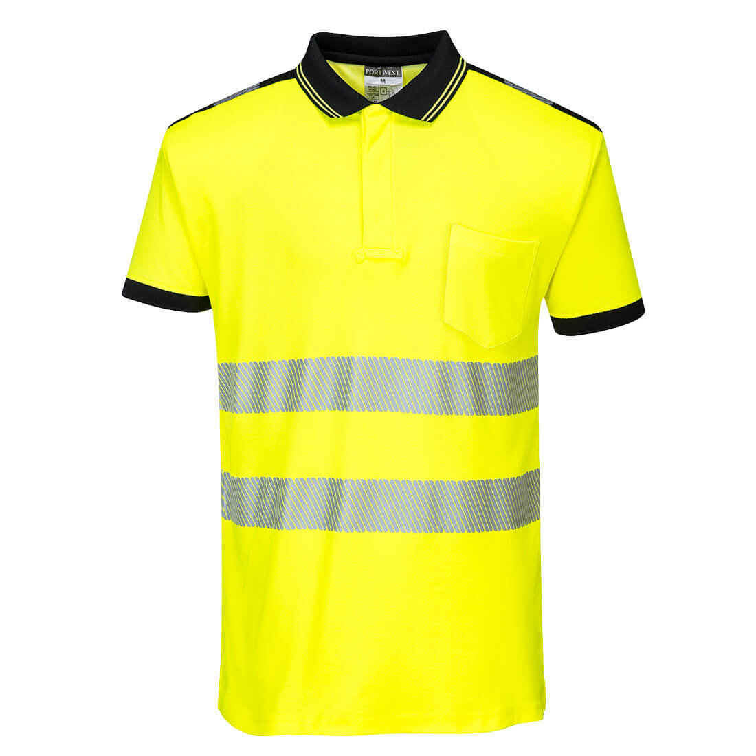 Koszulka Polo ostrzegawcza PW3 Czarny Żółty 5XL