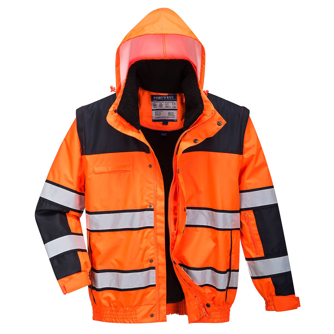 Portwest 4IN1 warnschutzjacke kurtka przeciwdeszczowa kurtka zimowa kurtka robocza gleb lub pomarańczowy, bluza, M C466OBRM