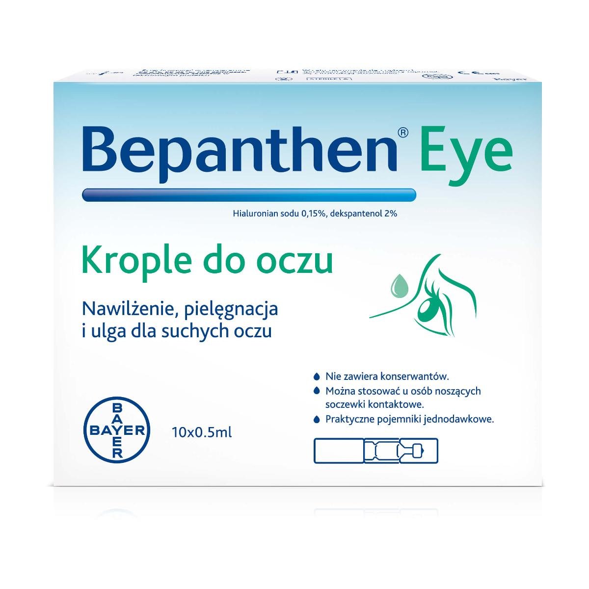 BAYER Bepanthen Eye krople do oczu 10 ampułek Długi termin ważności! 9071500