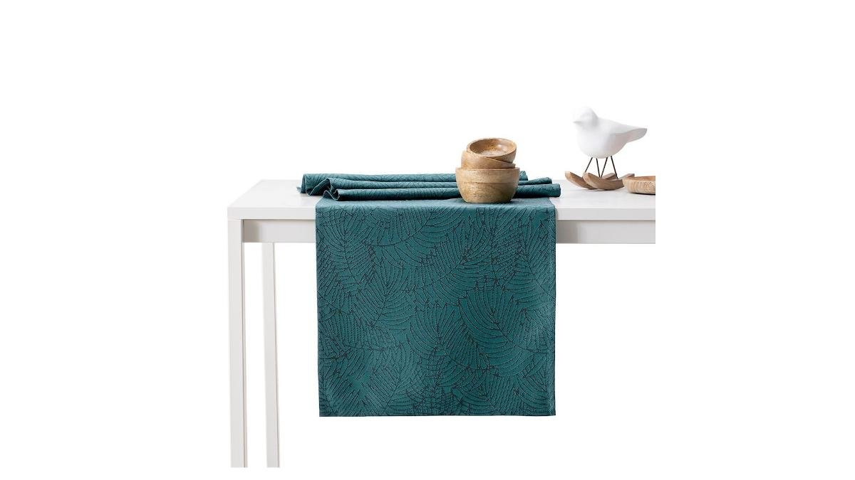 Obrus Gaia Morski Tłoczony Roślinny 40x120 AmeliaHome - TCLOTH/AH/GAIA/HMD/MARINE/40X120