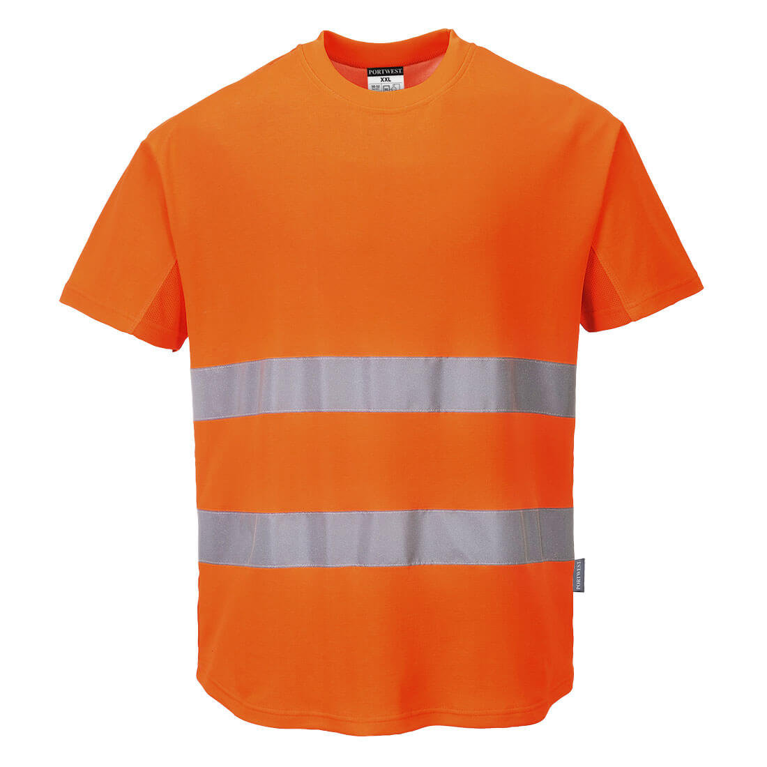Ostrzegawczy T-shirt z panelami z siatki XL