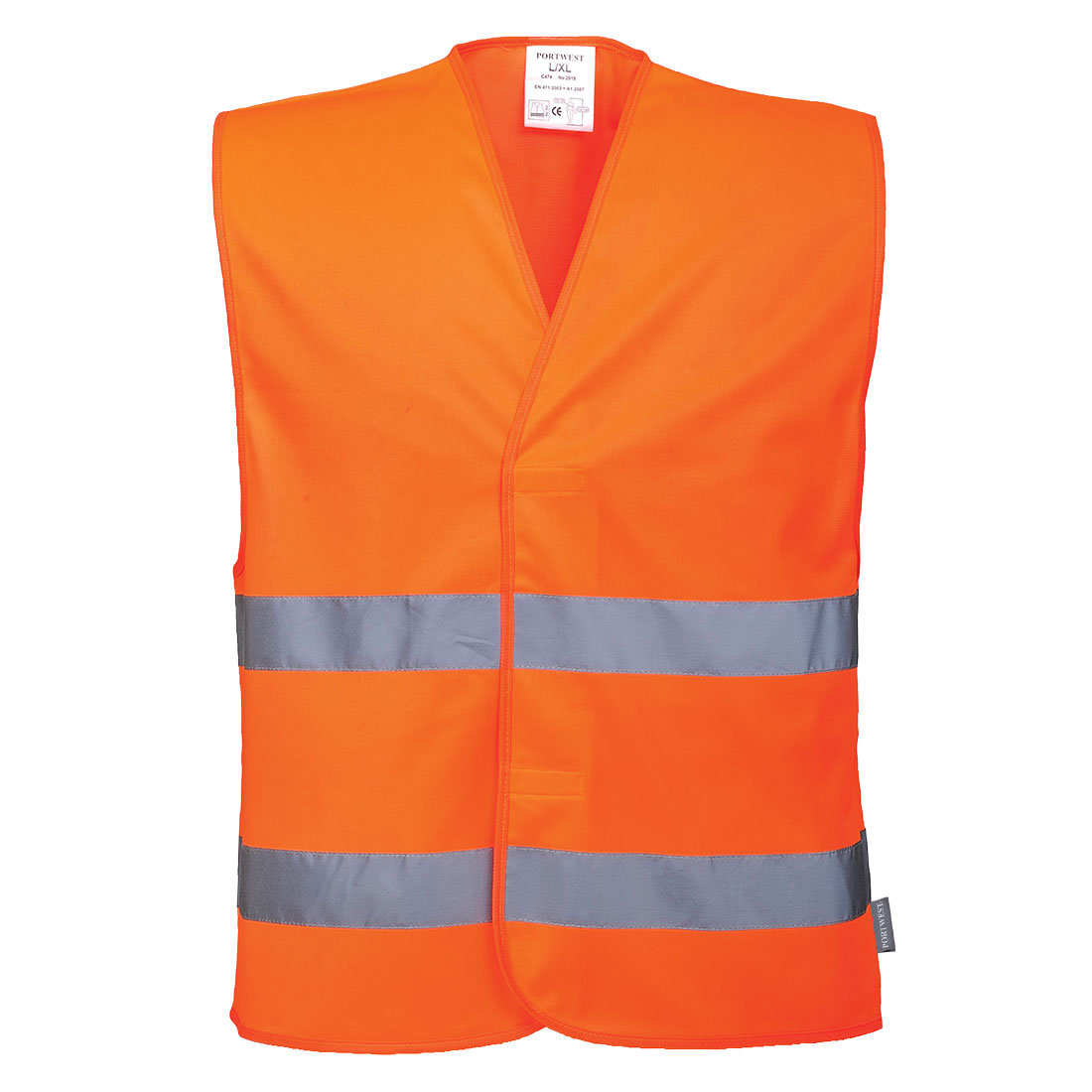 PORTWEST C474 KAMIZELKA OSTRZEGAWCZA Z DWOMA TAŚMAMI POZIOMYMI; POMARAŃCZOWY (L/XL)