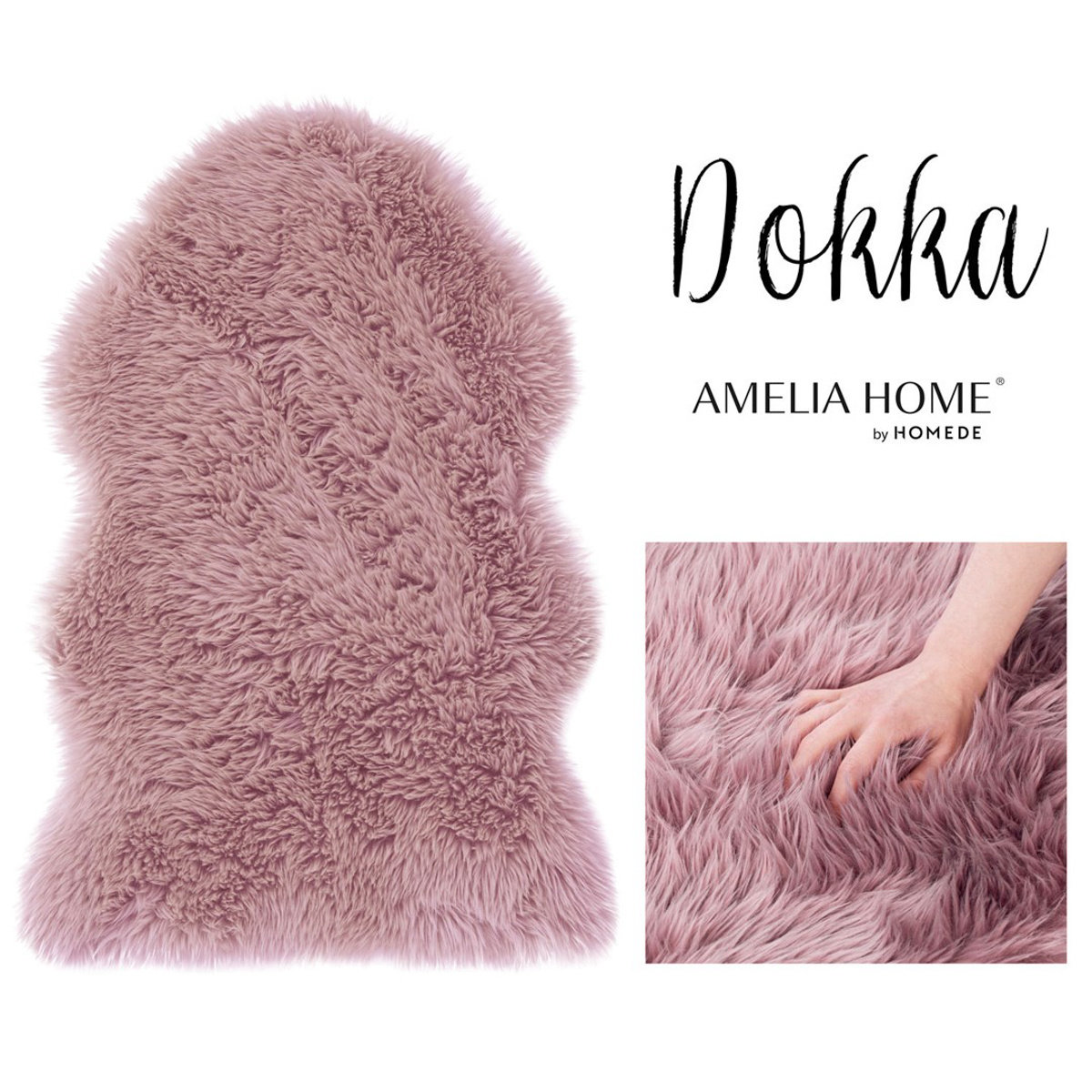 AmeliaHome Dywanik Futerko Dokka różowy, 75 x 150 cm