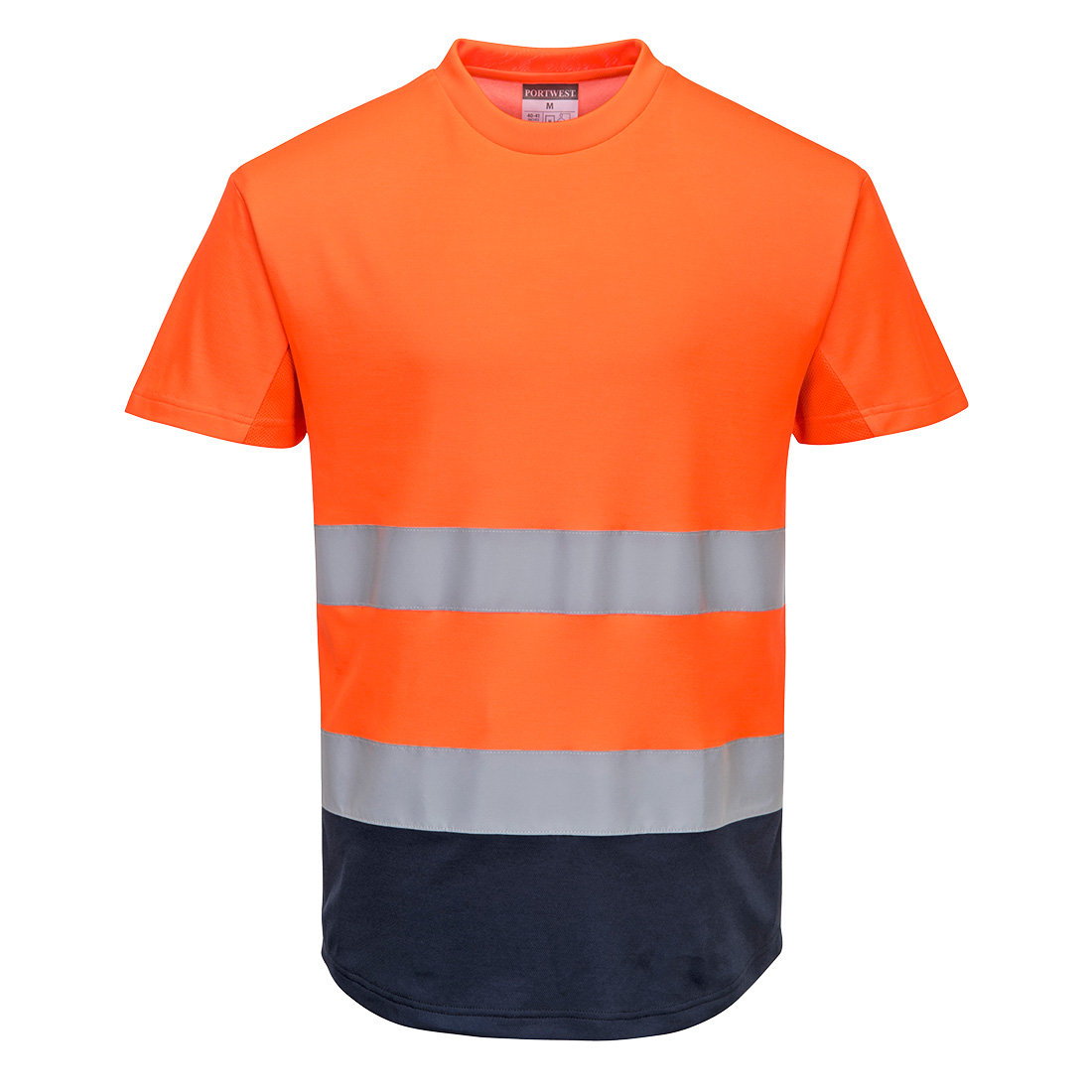 Dwukolorowy t-shirt siatkowy Granat Pomarańcz 2XL