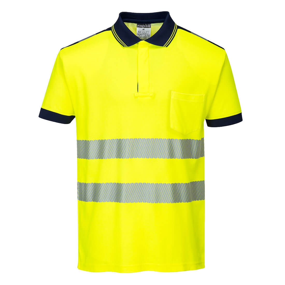 Koszulka Polo ostrzegawcza PW3 Żółty Granat M