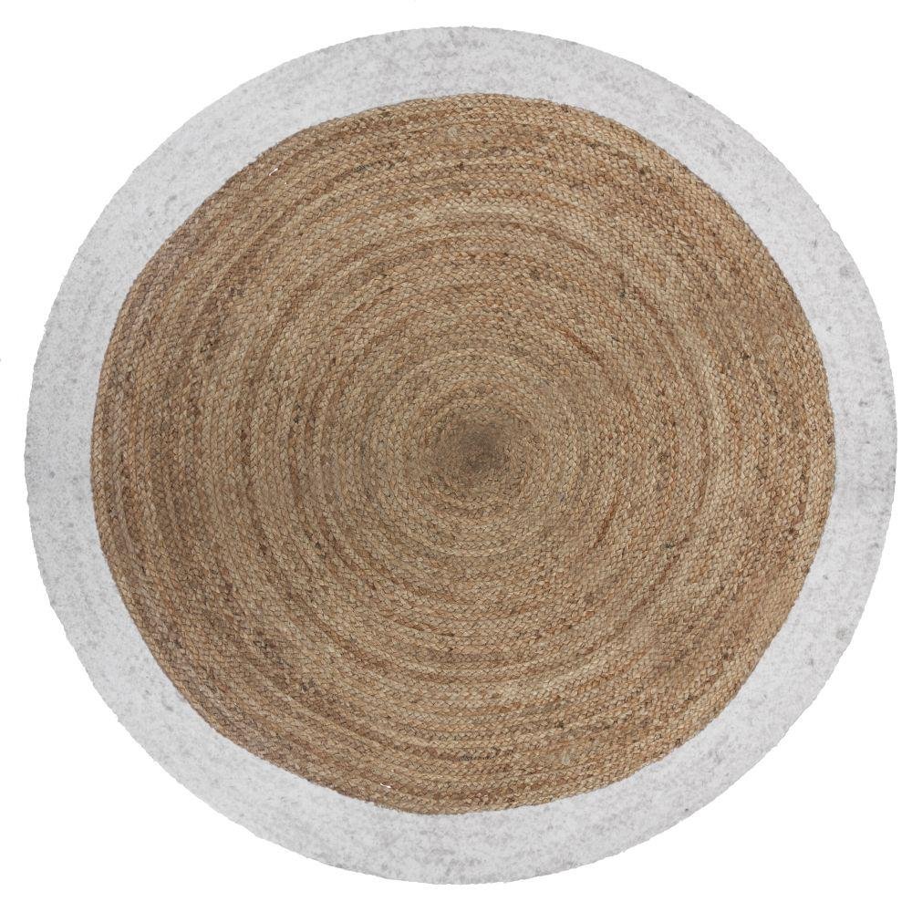 Dywan z juty okrągły 120 cm z białym obrzeżem 146295Z