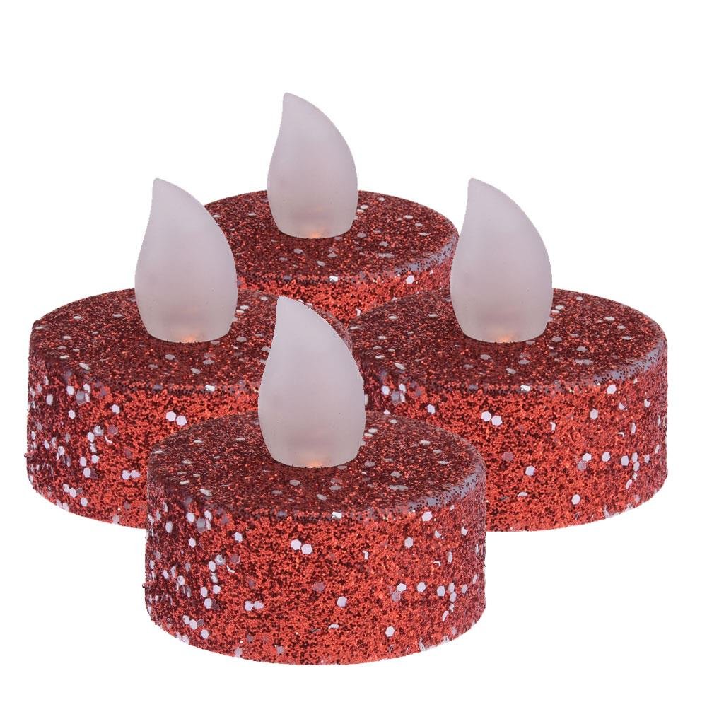 Świeca LED Tealight czerwona zestaw 4 szt.