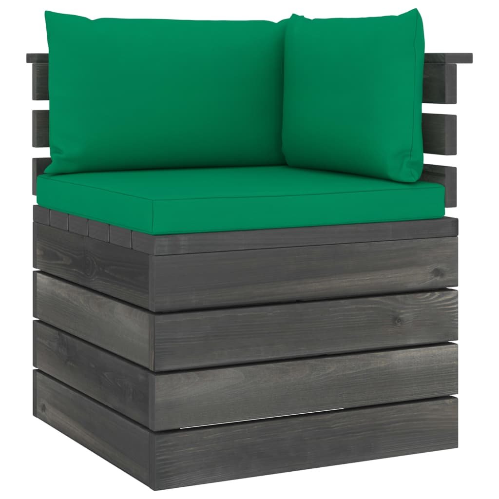 Ogrodowa sofa narożna z palet, z poduszkami, drewno sosnowe kod: V-3061652