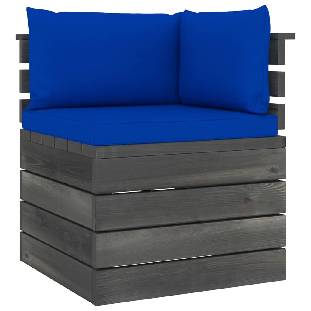Ogrodowa sofa narożna z palet, z poduszkami, drewno sosnowe kod: V-3061657