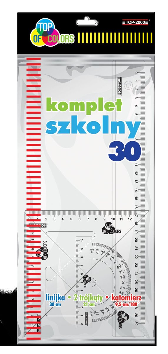 TOP-2000 KOMPLET SZKOLNY 30- LINIJKA 30- CM +2 EKIERKI+Kątomiesz 40073348