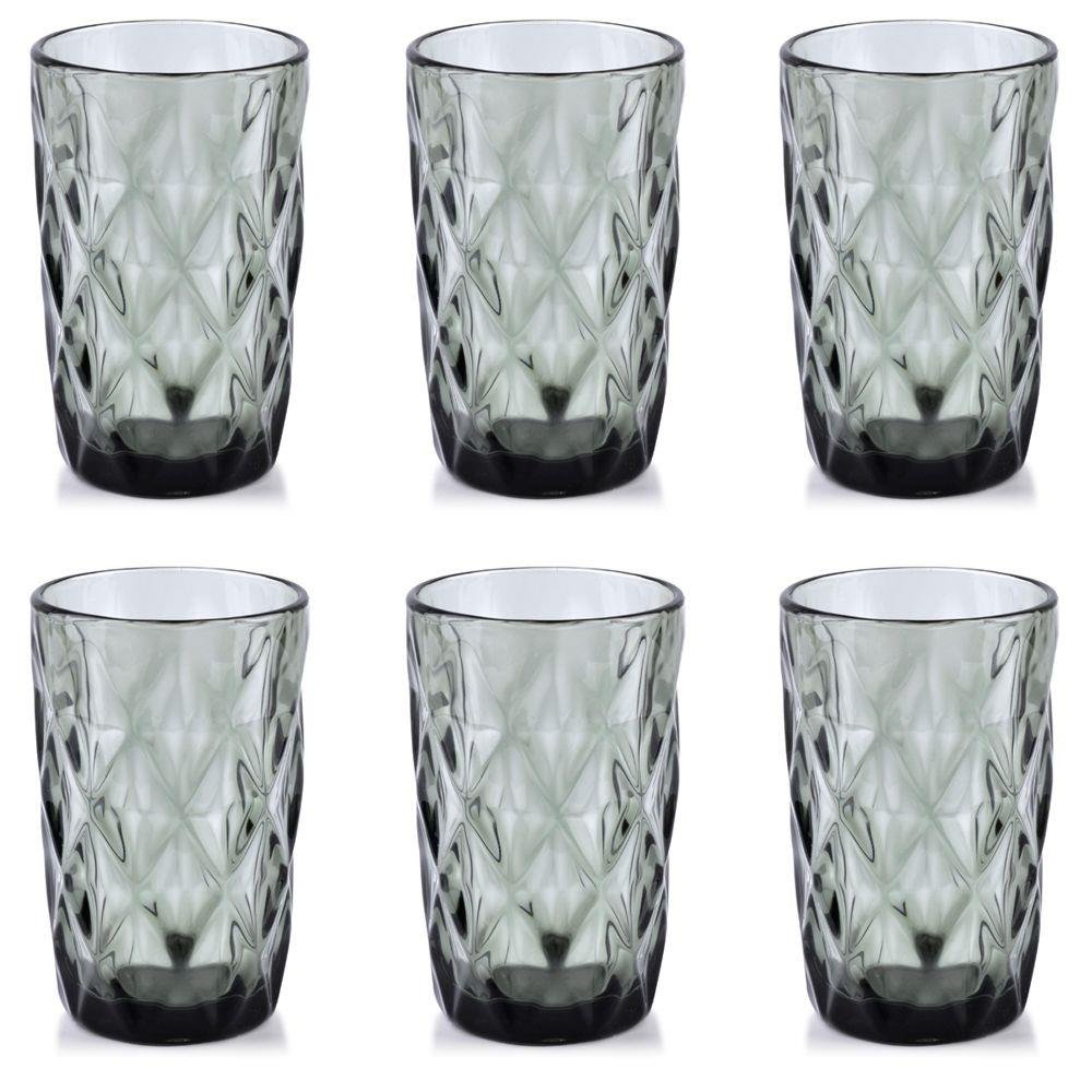 Affek Design ELISE GREY Kpl.6 szklanek 300ml 8xh12,8cm Szary