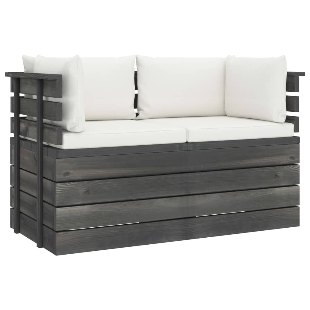 vidaXL Ogrodowa sofa 2-osobowa z palet, z poduszkami, drewno sosnowe
