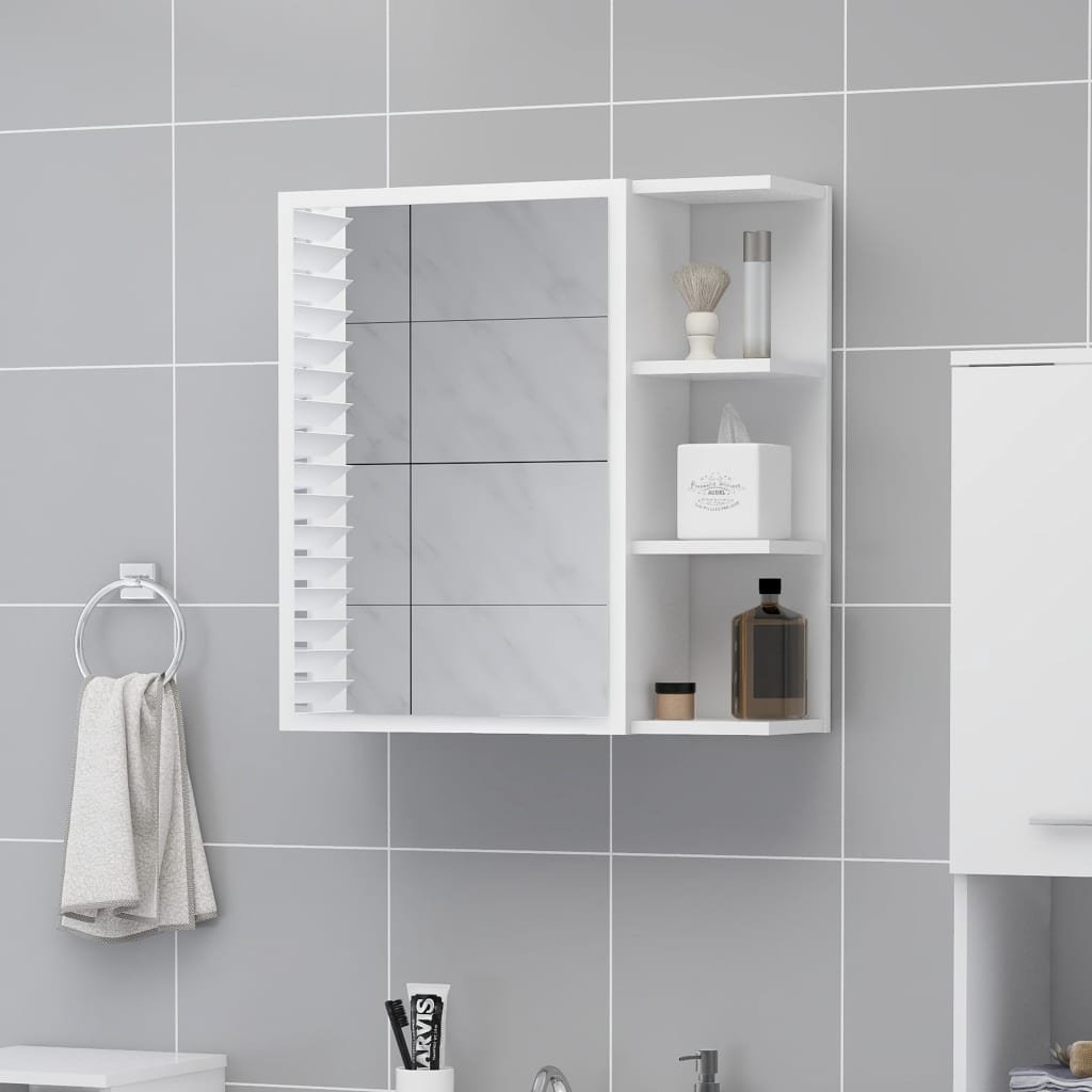 vidaXL Szafka z lustrem, biała, 62,5 x 20,5 x 64 cm, płyta wiórowa vidaXL
