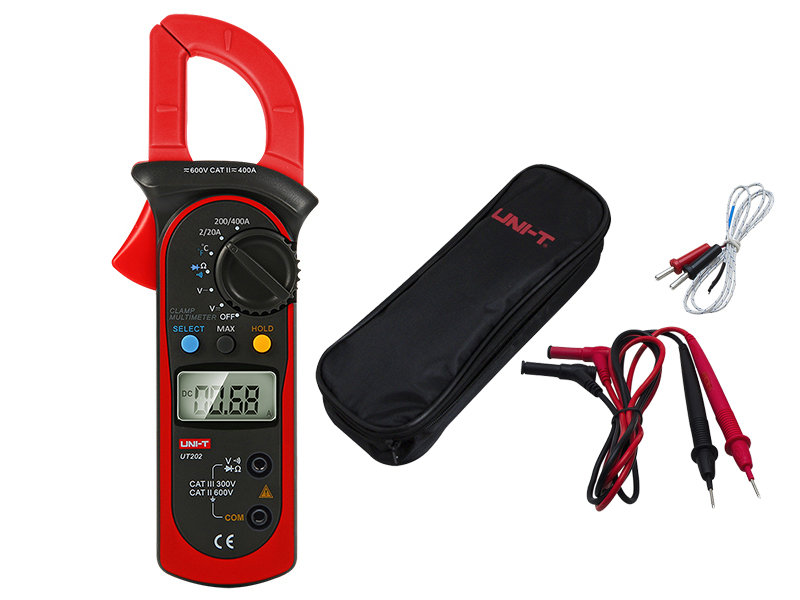 UNI-T Unit Miernik cyfrowy cęgowy UT202 Kable pomiarowe Etui 5004#