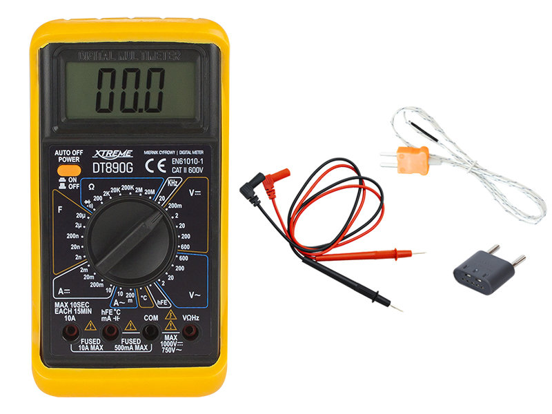 Xtreme Miernik tester napięcia cyfrowy XTREME DT890G przewody pomiarowe testowanie diod DT890G