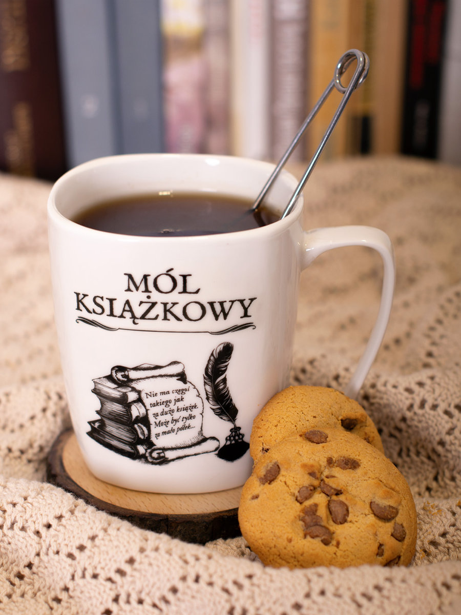 Kubek ceramiczny biały Mól książkowy