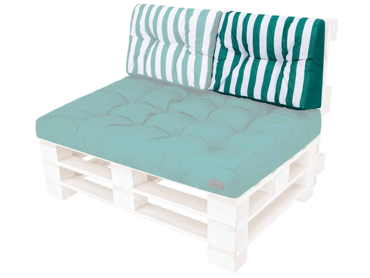 Poduszka oparcie na meble z palet, Leo, Zielona z pasami, 2 elementy, 60x40 cm