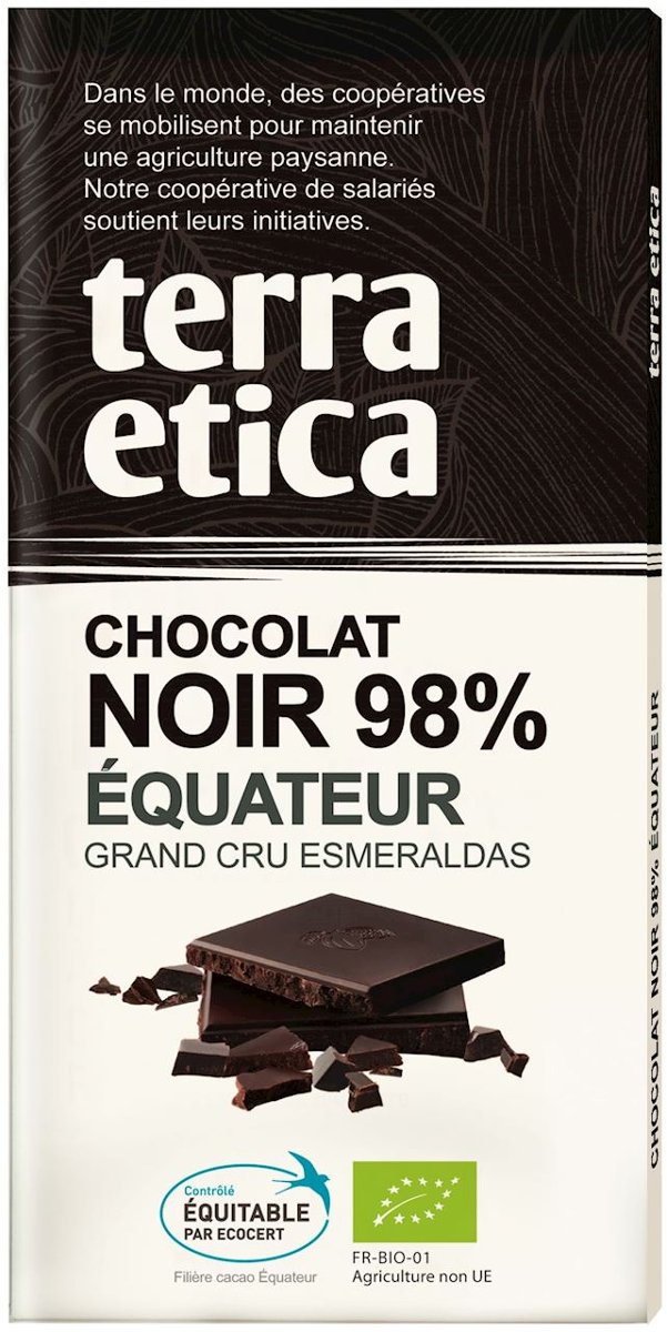 Fair Trade CZEKOLADA GORZKA 98% EKWADOR BIO 100 g - TERRA ETICA