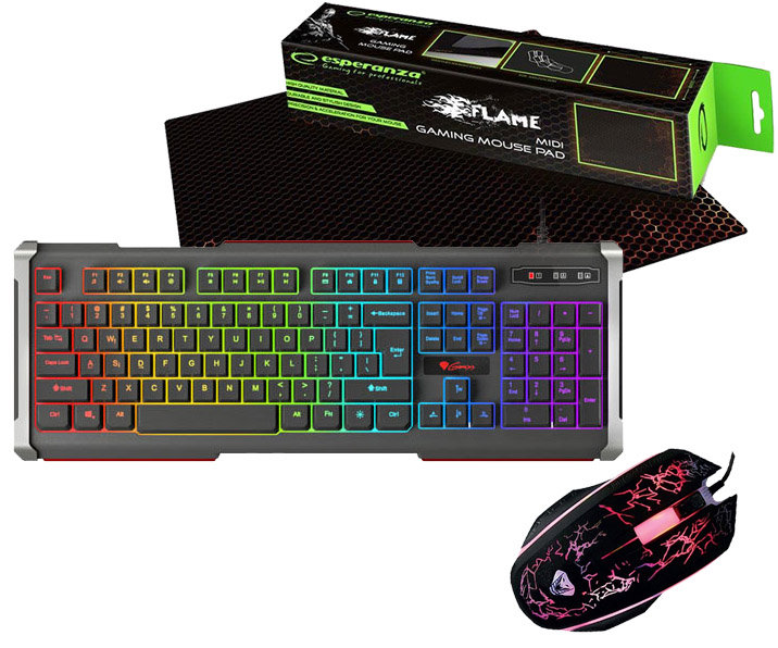 Zestaw GENESIS RHOD 400 RGB ALU klawiatura + mysz + mata - klawiatura dla graczy z podświetleniem RGB