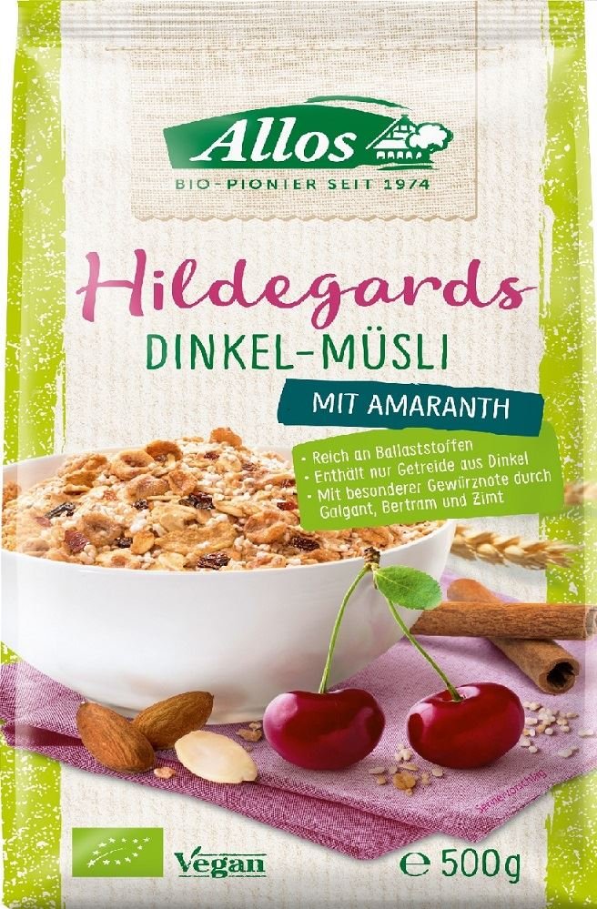 ALLOS (musy, miody, musli, batony, syropy z agawy MUSLI ORKISZOWE ŚW. HILDEGARDY BIO 500 g - ALLOS BP-4016249131876