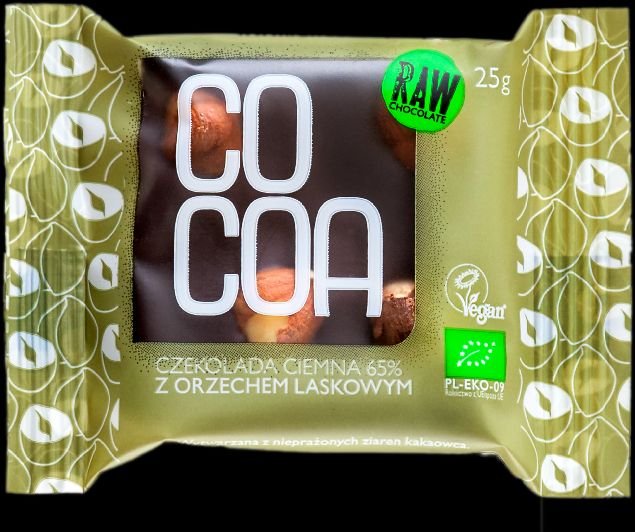 Cocoa CZEKOLADA CIEMNA 65% Z ORZECHAMI LASKOWYMI BIO 25 g