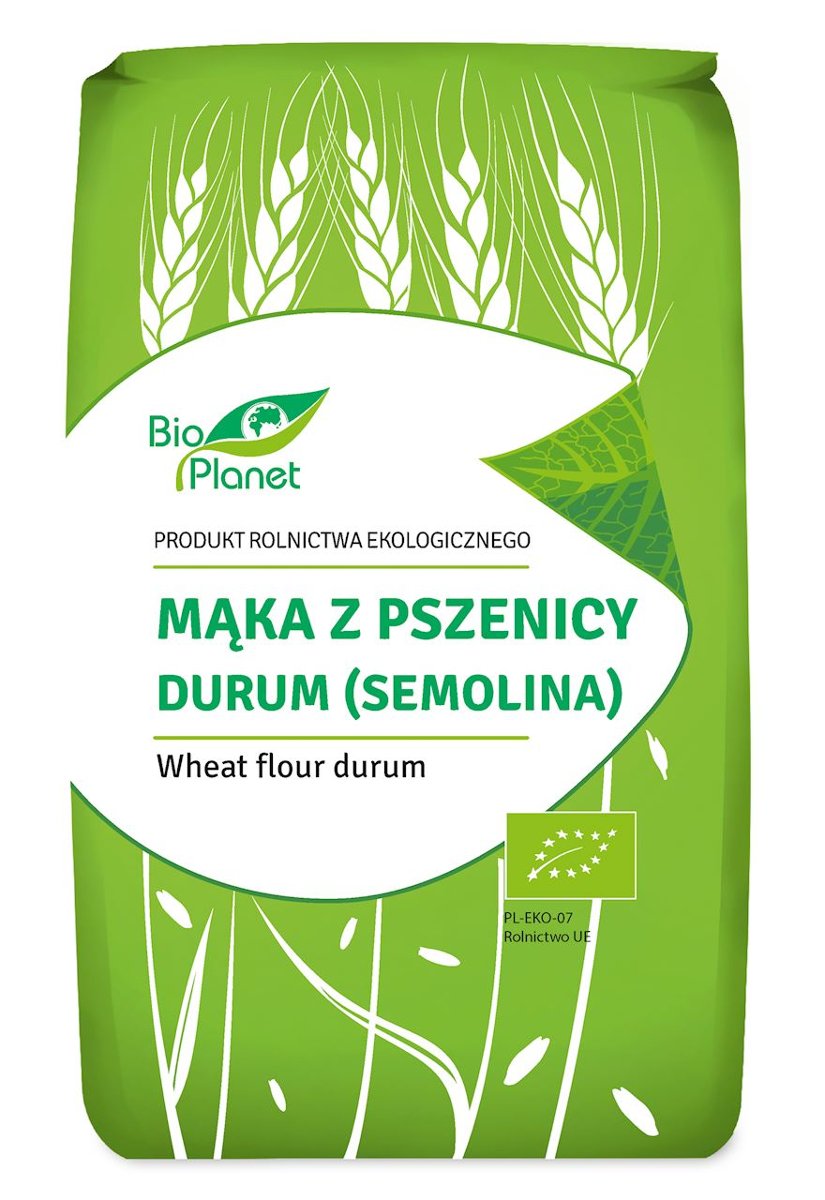 Bio Planet SERIA MĄKI I SKROBIE MĄKA Z PSZENICY DURUM (SEMOLINA) BIO 500 g -