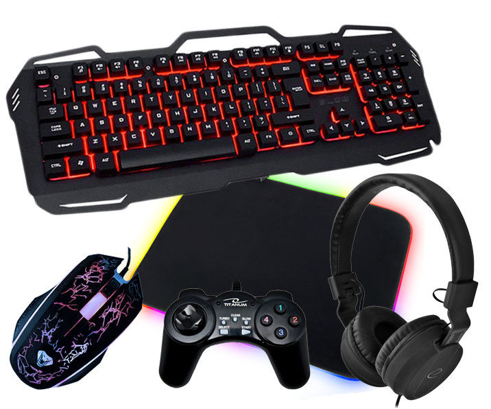 Zestaw Blow klawiatura z podświetleniem LED RED COLD STEEL + mysz + podkładka + słuchawki + pad
