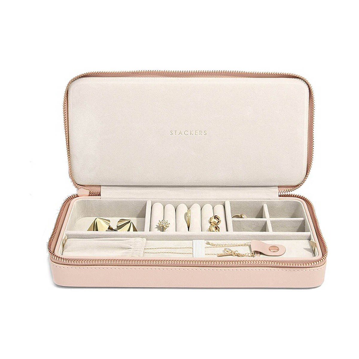 Etui podróżne na biżuterię i naszyjniki prostokątne (różowe) Supersize Stackers