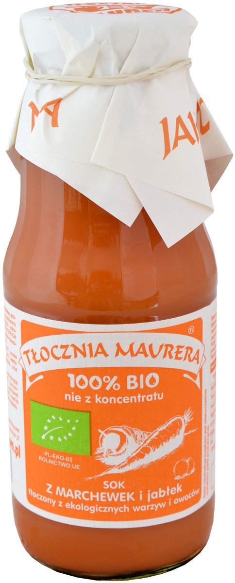 TŁOCZNIA MAURERA SOK MARCHEWKOWY Z JABŁKIEM BIO 300 ml - TŁOCZNIA MAURERA