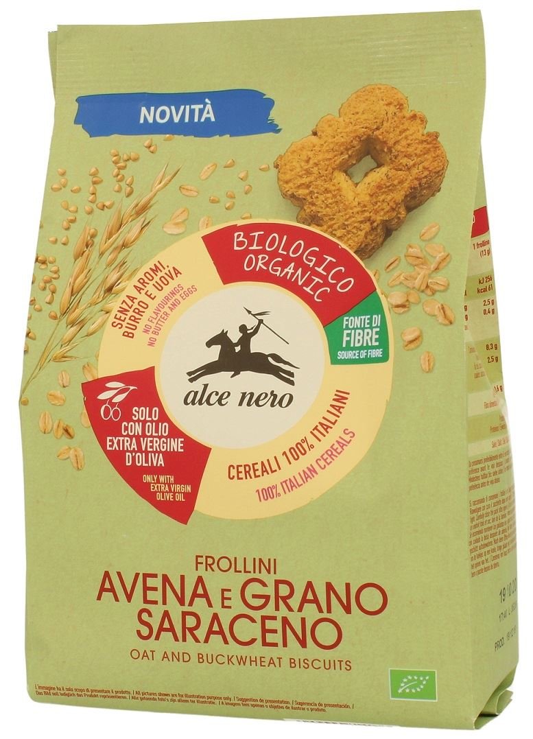 Alce Nero CIASTKA OWSIANO - GRYCZANE Z DODATKIEM OLIWY Z OLIWEK EXTRA VIRGIN (14 %) BIO 250 g -