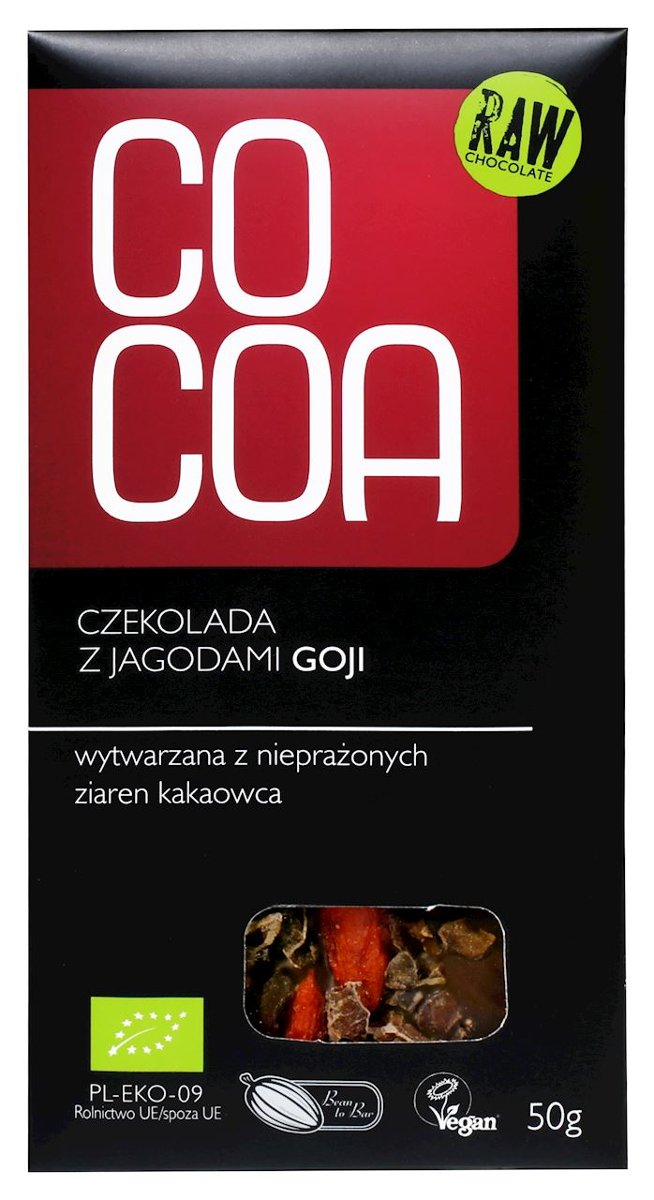 Surovital COCOA) CZEKOLADA SUROWA Z JAGODAMI GOJI BIO 50 g - COCOA