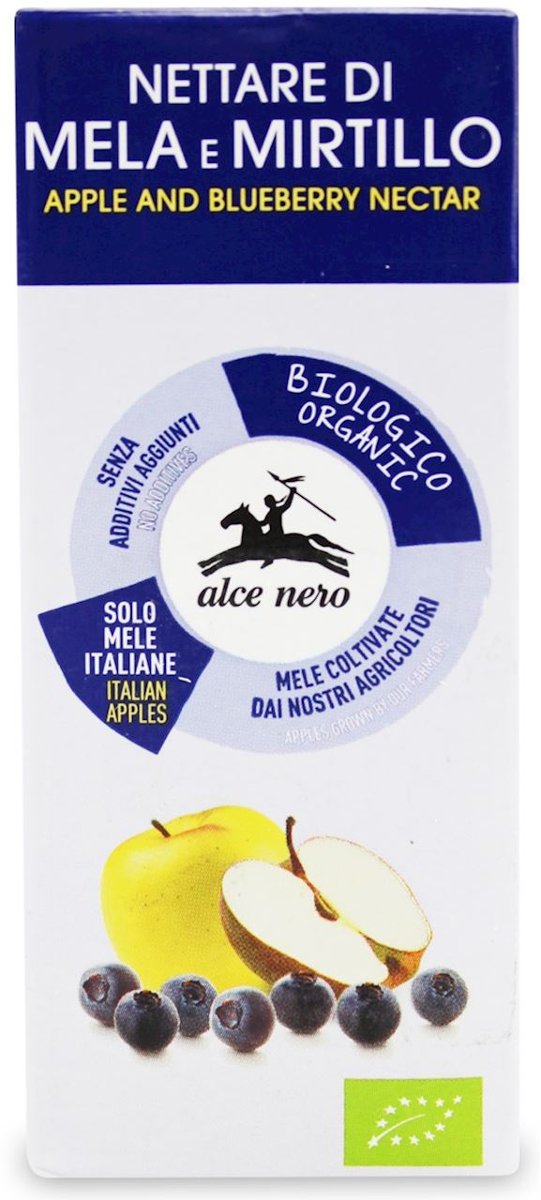 ALCE NERO (włoskie produkty) NEKTAR JABŁKOWO - BORÓWKOWY BIO 200 ml - ALCE NERO BP-8009004811102