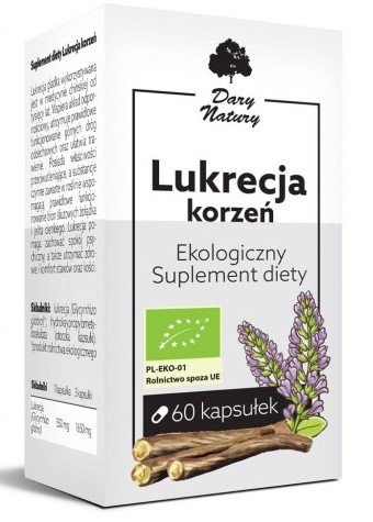 Dary Natury Lukrecja Korzeń Suplement Diety BIO 60 kapsułek -