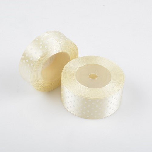 Wstążki satynowe białe w duże kropki 38mm / 22mb